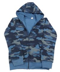 Modrá army propínací mikina s kapucí Y.F.K.