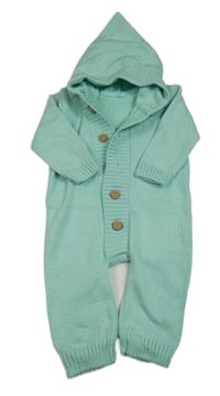 Tyrkysová pletená kombinéza s kapucí