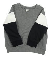 Tmavošedo-černo-bílá žebrovaná mikina Shein