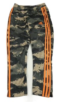 Khaki-béžové vzorované sportovní tepláky s logem Adidas