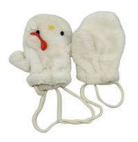 Bílé chlupaté rukavice s Hello Kitty