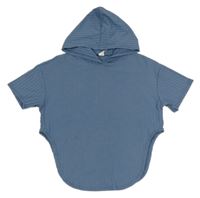 Modré žebrované tričko s kapucí Shein