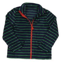 Tmavomodro-zelená pruhovaná fleecová propínací mikina Mothercare
