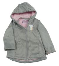 Šedá melírovaná softshellová bunda s mrakem s duhou a kapucí Impidimpi