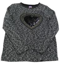 Černé melírované mikinotriko se srdcem z flitrů F&F