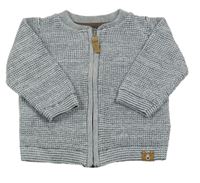 Bílo-tmavomodrý melírovaný propínací svetr C&A