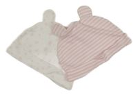 2x bavlněná čepice - bílá květovaná + růžovo-bílá pruhovaná Dunnes