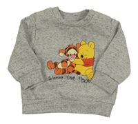 Šedá melírovaná mikina s Púem a Tygrem Disney
