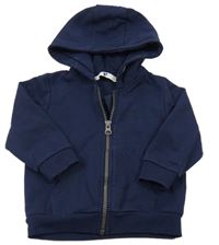 Tmavomodrá propínací mikina s výšivkou a kapucí V by Very