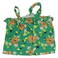 Zelený květovaný top s volánem Next