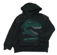 Černá mikina s dinosaurem a kapucí Nutmeg