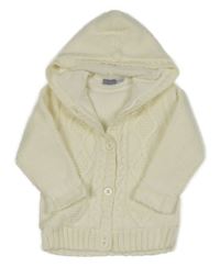 Smetanový zateplený propínací svetr s kapucí Lupilu