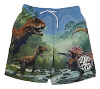 Modro-zelené plážové kraťasy s dinosaury Dopodopo