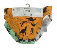 Nové - 4x slipy s dinosaury - oranžové + zelené + bílé + antracitové Pep&Co