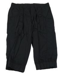 Černé plátěné capri kalhoty s úpletovým pasem Page One Young