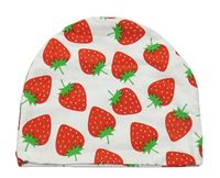 Bílá bavlněná čepice s jahodami