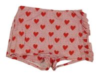 Bílo-červené puntíkaté podšité sukňové kraťasy se srdíčky