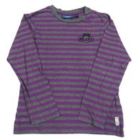 Tmavošedo-fialové pruhované triko s potiskem Mexx