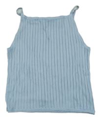 Světlemodrý žebrovaný pletený crop top H&M