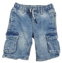 Modré riflové cargo jogger chino kraťasy Chapter Young