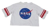 Bílé crop tričko s logem NASA H&M