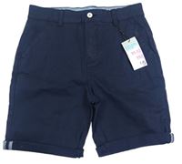 Tmavomodré plátěné chino kraťasy Primark