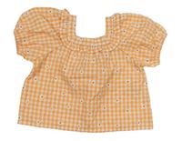 Meruňkovo-bílá kostkovaná halenka s kvítky Primark