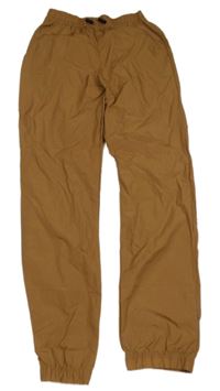 Hnědé šusťákové cuff kalhoty H&M