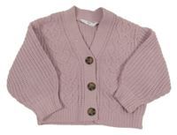 Světlerůžový propínací svetr M&S