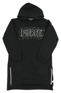 Černé teplákové šaty s nápisem a kapucí Minoti