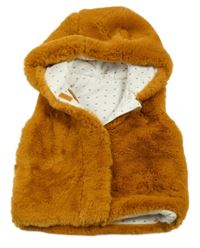 Hnědá kožešinová podšitá vesta s kapucí Orchestra 