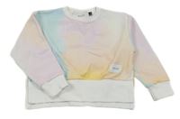 Bílo-barevná pastelová crop mikina 