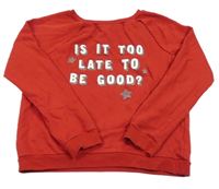 Červená mikina s nápisy H&M