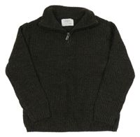 Tmavozelený melírovaný vlněný svetr Zara