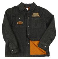 Černá riflová zateplená bunda s nápisem 