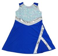 Modro-bílé sportovní šaty s flitry 