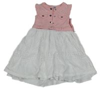 Růžovo-bílé šaty s madeirovou sukní Mayoral