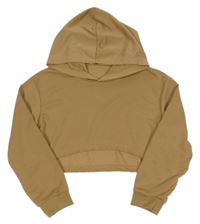 Hnědá lehká crop mikina s kapucí 