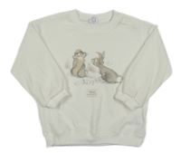 Bílá lehká žebrovaná mikina se zvířátky Disney