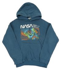 Tmavomodrá mikina s potiskem a kapucí - Nasa H&M