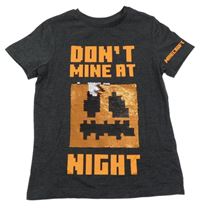 Tmavošedé tričko s Minecraft z flitrů George