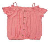 Korálový crop top s knoflíky Pep&Co