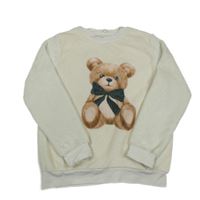 Smetanová plyšová mikina s medvědem H&M