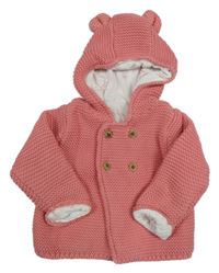 Růžový podšitý propínací svetr s kapucí M&S