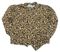 Béžovo-černé crop tričko s leopardím vzorem River Island