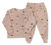 Růžové plyšové pyžamo s baletkami M&S