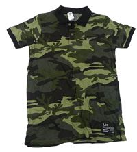 Khaki-černé army polo tričko s nápisem Primark