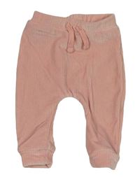 Růžové žebrované sametové tepláky Nutmeg