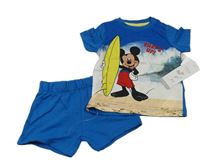 2set - Modré tričko s Mickeym + kraťasy Disney