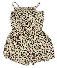 Béžovo-hnědo-černý kraťasový overal s leopardím vzorem H&M